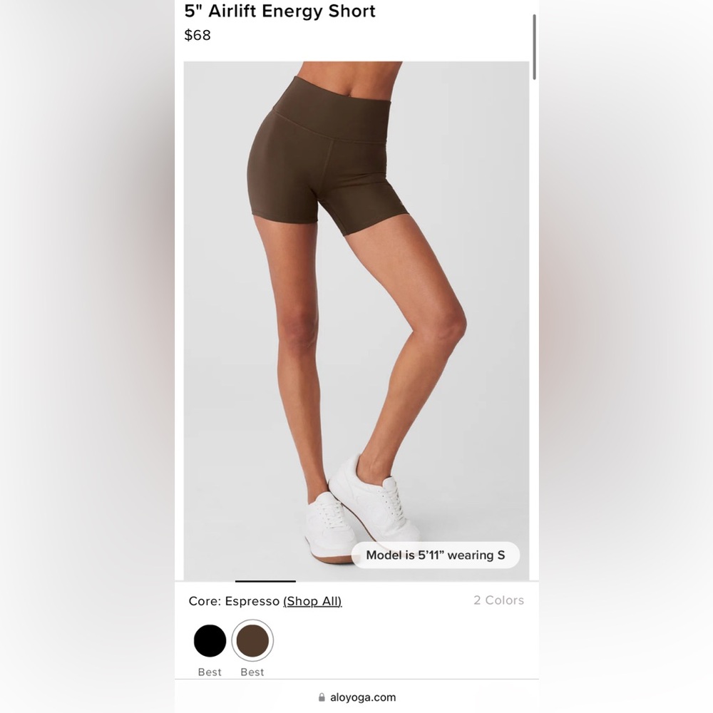 Alo airlift biker shorts 5” color:espresso size:large